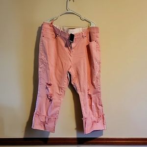 Pink distressed Capris
